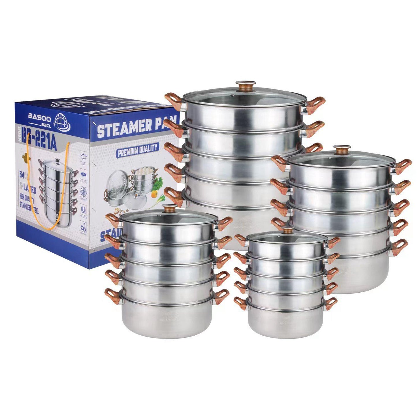 Manto Pan of Stemmer - Stoompan RVS 30cm 32cm 34cm 36cm - Steamer Pan - Stoompannen