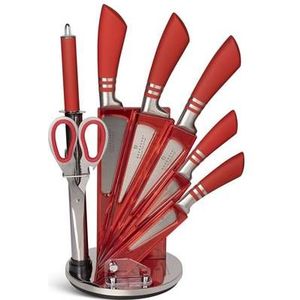 Messenset met Blok - Roestvrijstalen – Zwart - Rood - Zilver