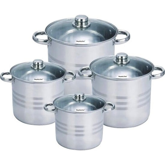 RVS Soeppanset Roestvrij Staal - 4-delig 7 liter, 9 liter, 11 liter, 13 liter