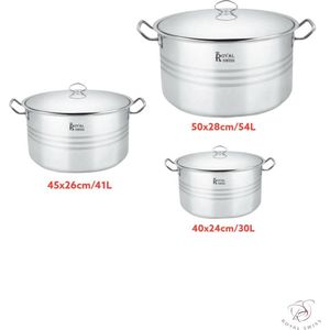 Royal Swiss Roestvrijstalen Kookpannen - 30 Liter - 41 Liter - 54 Liter